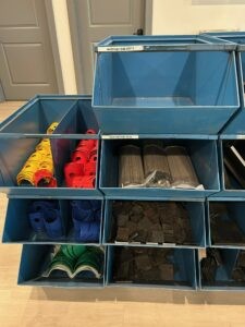 metal accessories in bins