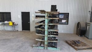 tubing and angle on indoor rack