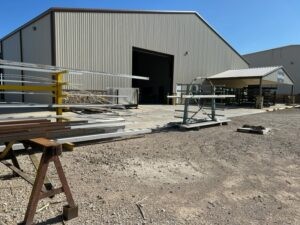 front of store with metal in racks